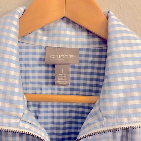 Chico’s blue and white checkered pattern size 1 - Picture 3 of 5